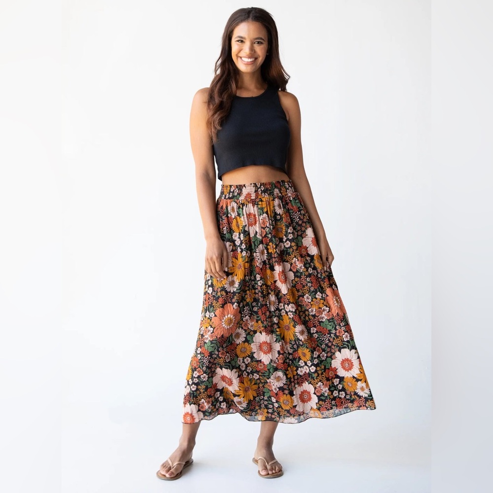 Natural Life Maylin Midi Skirt - Orange Floral (L/XL)